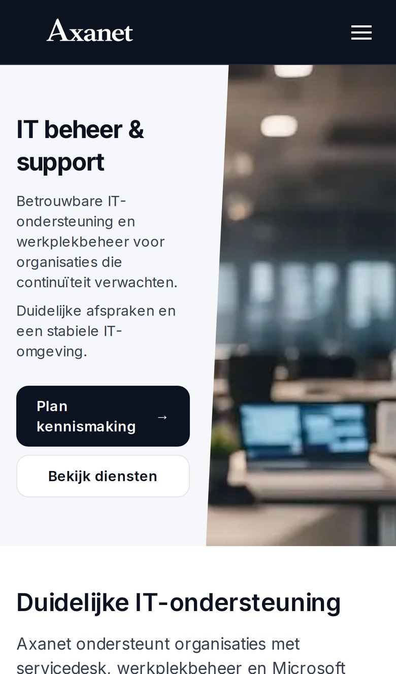 Mobiele weergave van axanet.nl