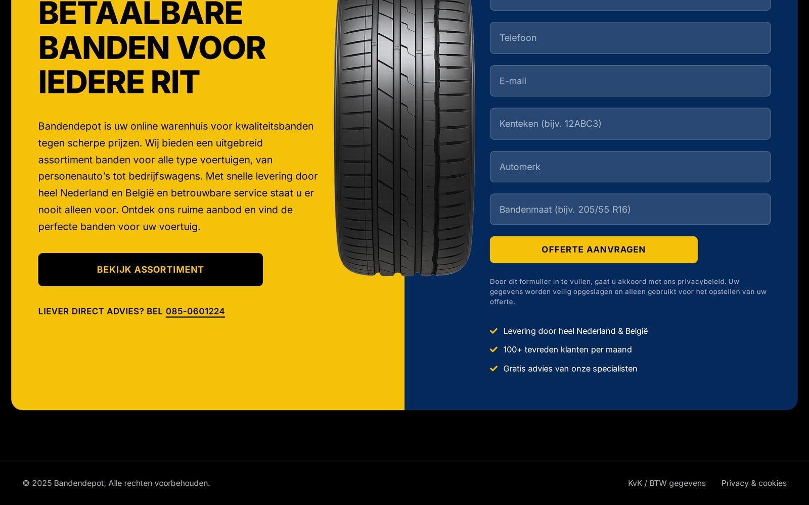 Quote section on bandendepot.nl
