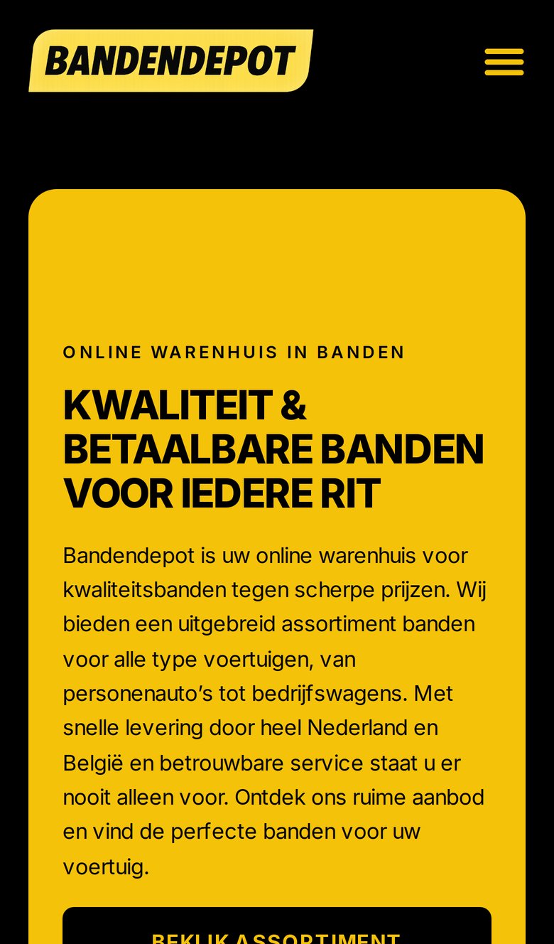 Mobiele weergave van bandendepot.nl