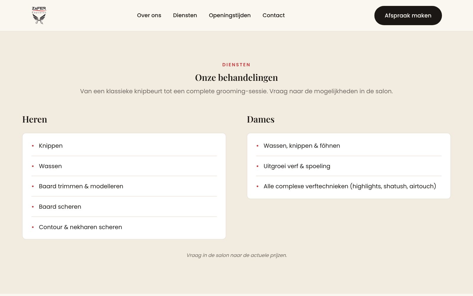 Treatments for men and women on kapsalonzafer.nl
