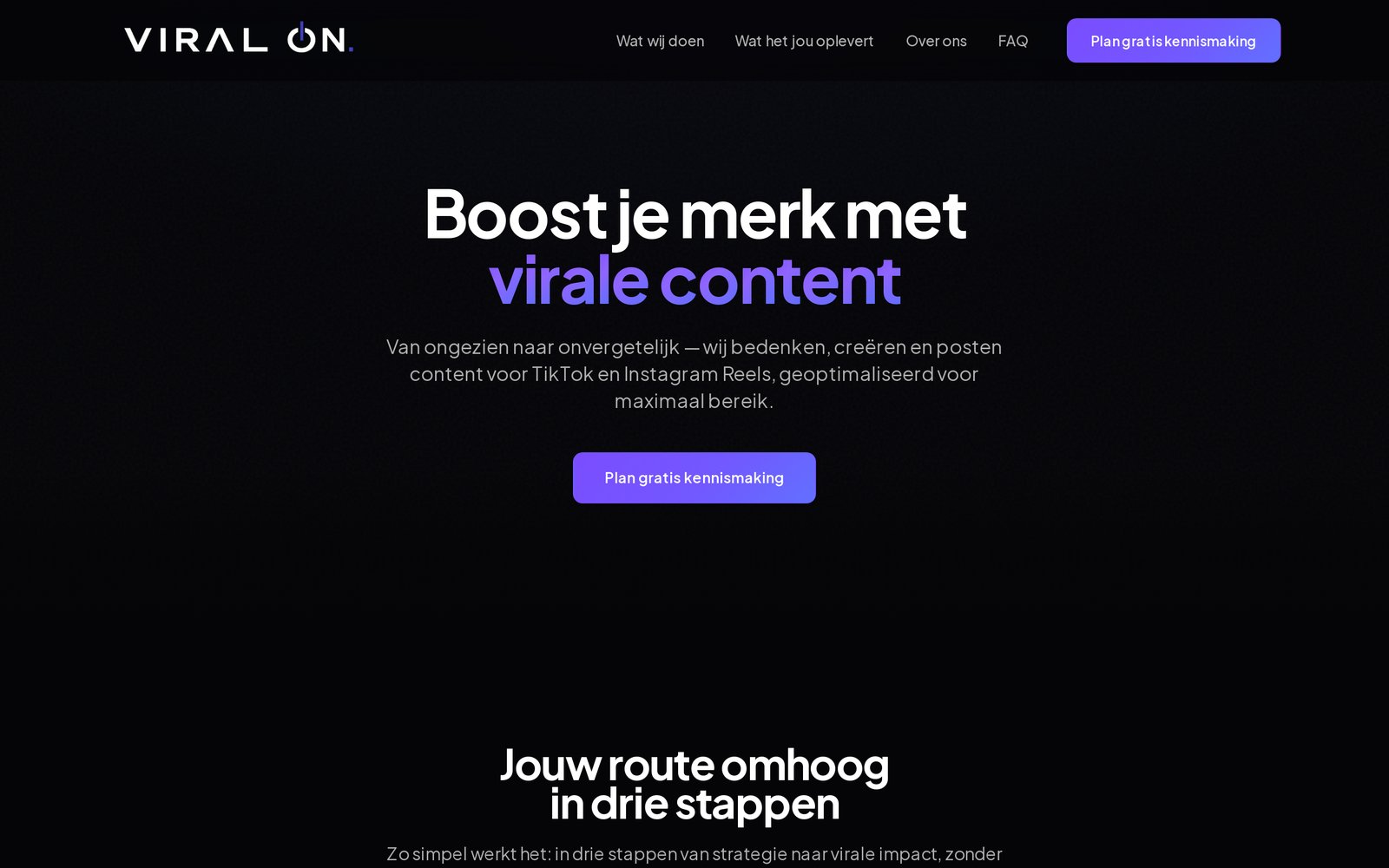 Desktopweergave van viralon.nl